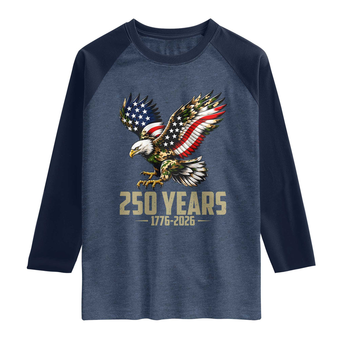 250 Years America Anniversary Raglan Shirt Military Eagle American Flag Camo