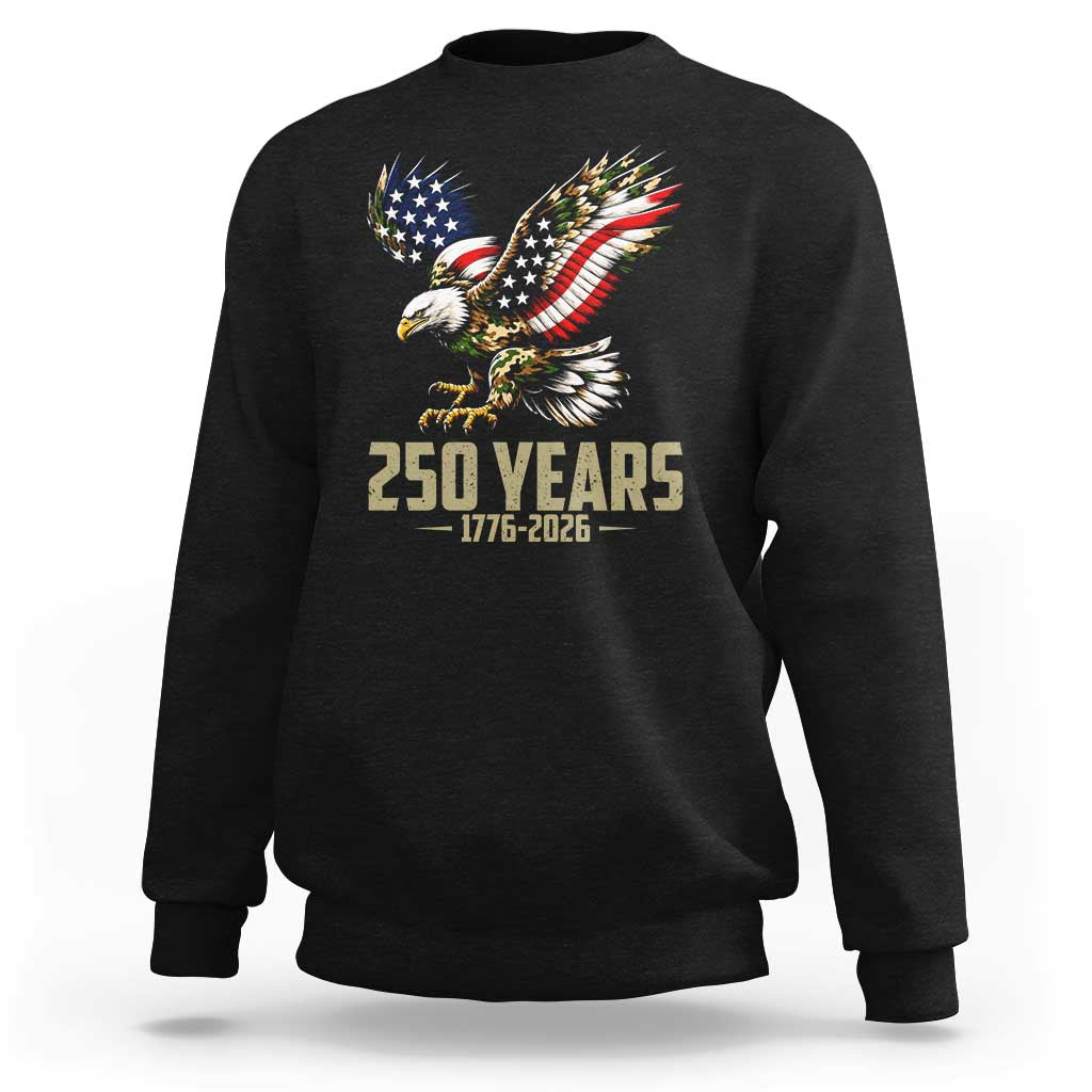 250 Years America Anniversary Sweatshirt Military Eagle American Flag Camo