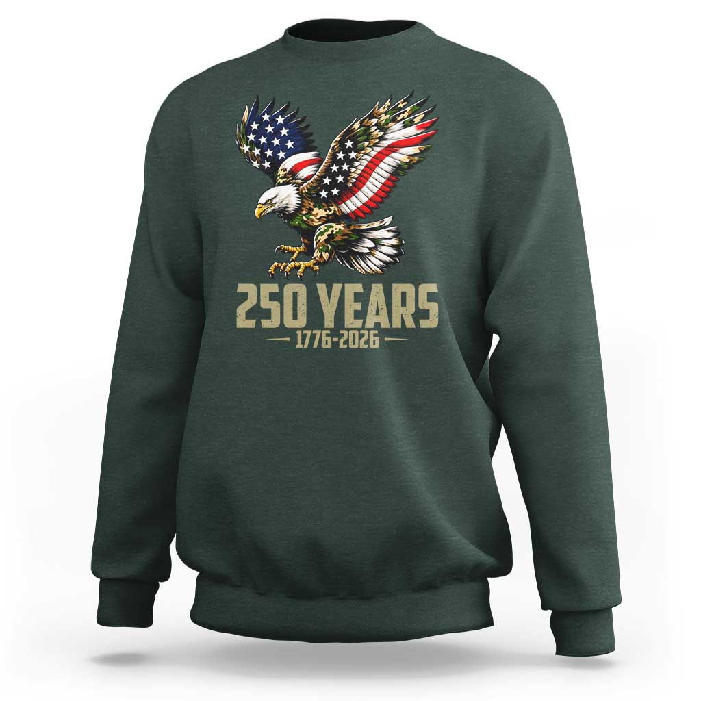 250 Years America Anniversary Sweatshirt Military Eagle American Flag Camo