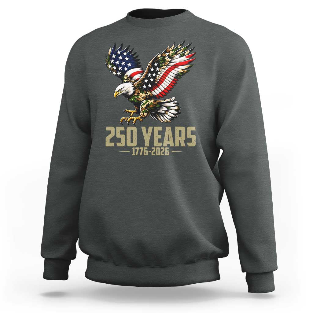 250 Years America Anniversary Sweatshirt Military Eagle American Flag Camo