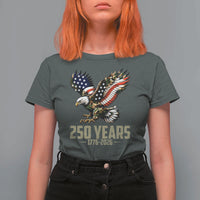 250 Years America Anniversary T Shirt For Women Military Eagle American Flag Camo