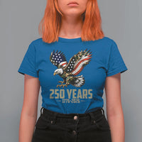 250 Years America Anniversary T Shirt For Women Military Eagle American Flag Camo
