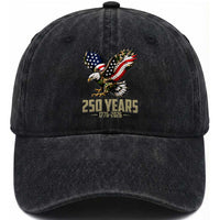 250 Years America Anniversary Washed Cotton Baseball Cap Military Eagle American Flag Camo