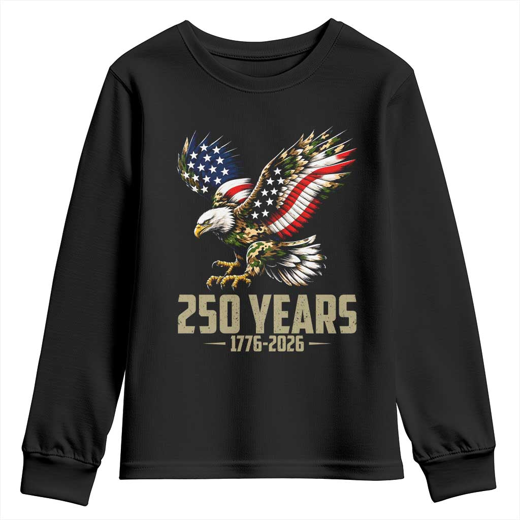 250 Years America Anniversary Youth Sweatshirt Military Eagle American Flag Camo