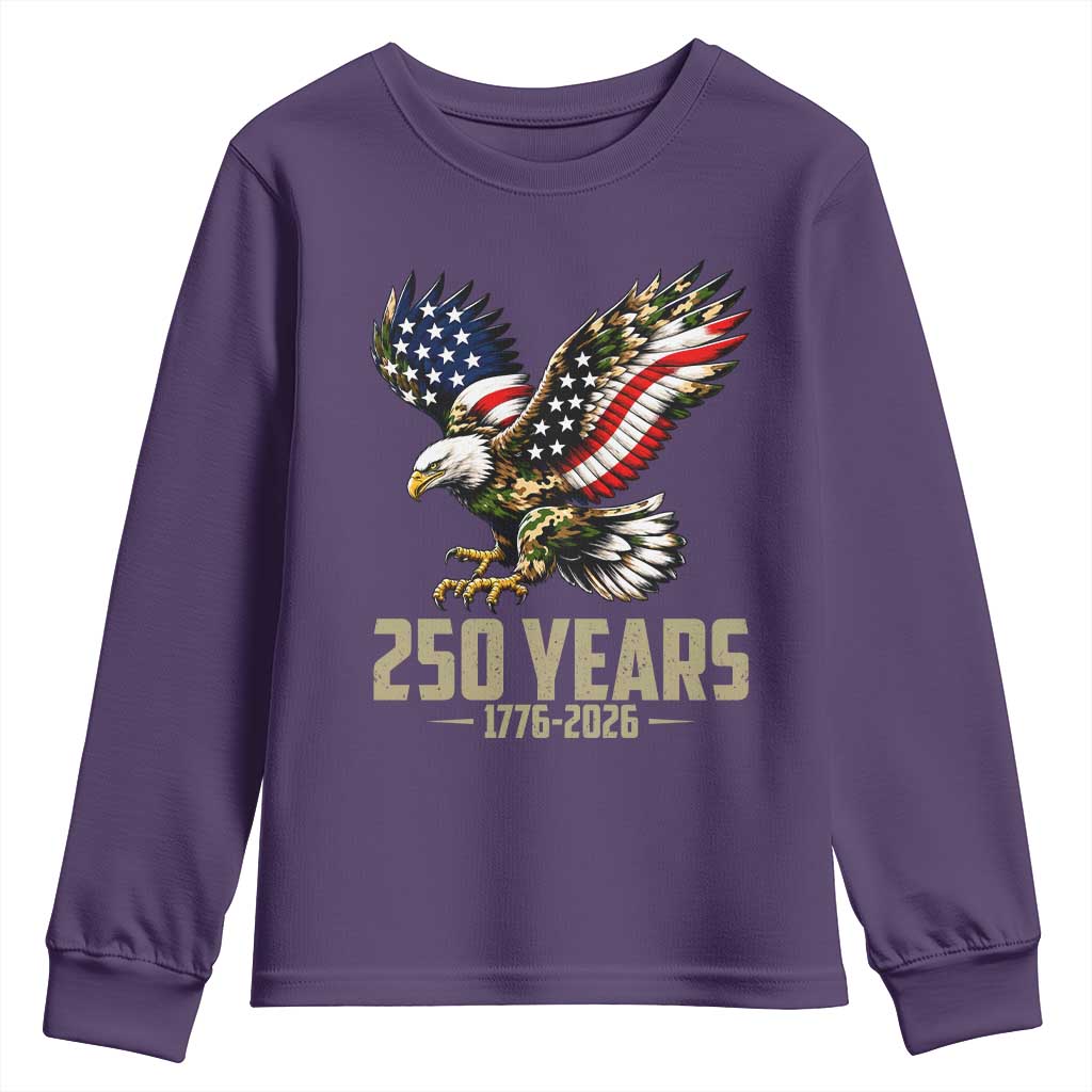 250 Years America Anniversary Youth Sweatshirt Military Eagle American Flag Camo