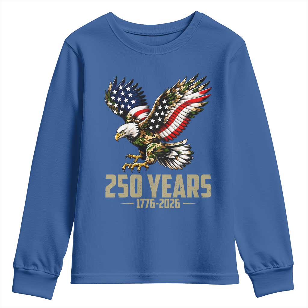 250 Years America Anniversary Youth Sweatshirt Military Eagle American Flag Camo