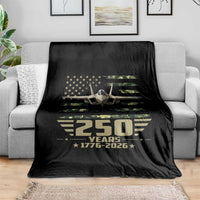 250 Years Anniversary Throw Blanket Patriotic Jet Fighter US Flag Camo
