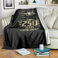 250 Years Anniversary Throw Blanket Patriotic Jet Fighter US Flag Camo
