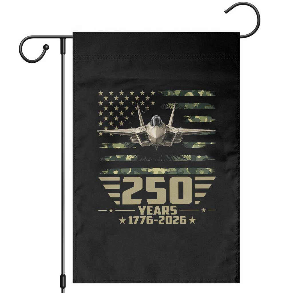 250 Years Anniversary Garden Flag Patriotic Jet Fighter US Flag Camo