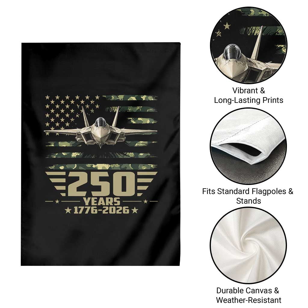 250 Years Anniversary Garden Flag Patriotic Jet Fighter US Flag Camo