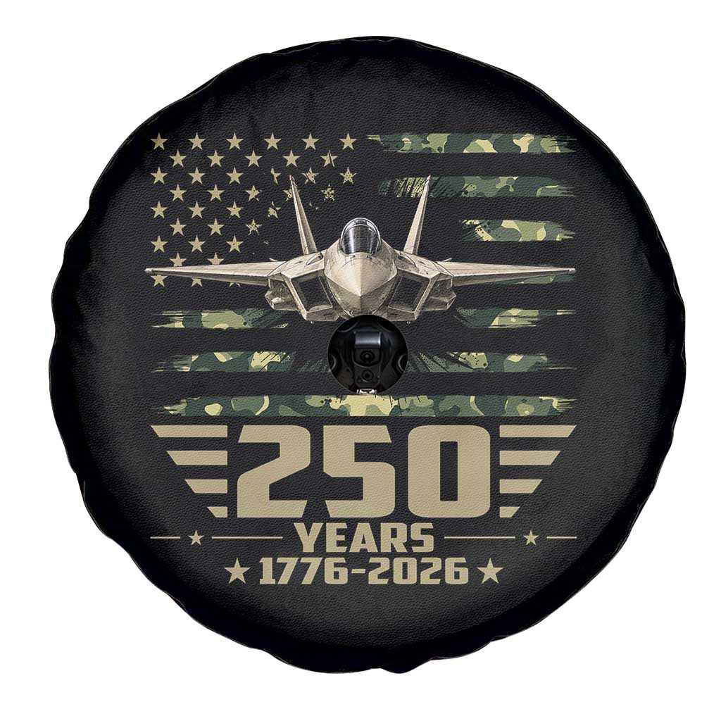 250 Years Anniversary Spare Tire Cover Patriotic Jet Fighter US Flag Camo