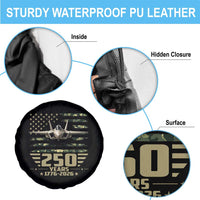250 Years Anniversary Spare Tire Cover Patriotic Jet Fighter US Flag Camo