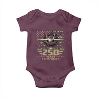 250 Years Anniversary Baby Onesie Patriotic Jet Fighter US Flag Camo