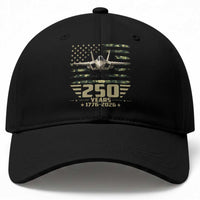 250 Years Anniversary Baseball Cap Patriotic Jet Fighter US Flag Camo