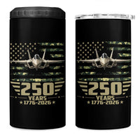 250 Years Anniversary 4 in 1 Can Cooler Tumbler Patriotic Jet Fighter US Flag Camo
