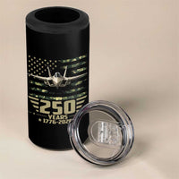 250 Years Anniversary 4 in 1 Can Cooler Tumbler Patriotic Jet Fighter US Flag Camo