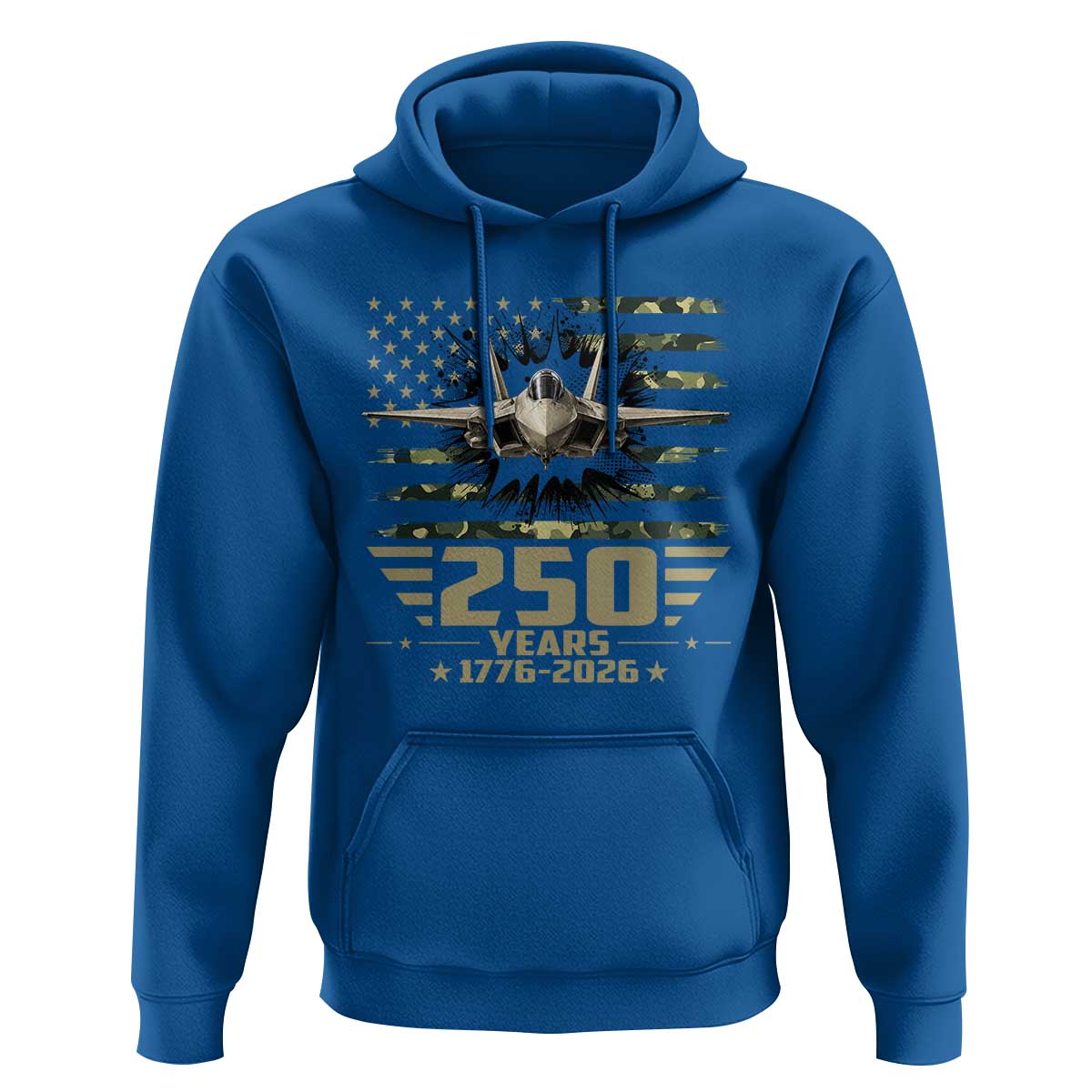 250 Years Anniversary Hoodie Patriotic Jet Fighter US Flag Camo