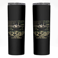 250 Years Anniversary Skinny Tumbler Patriotic Jet Fighter US Flag Camo