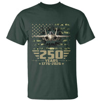 250 Years Anniversary T Shirt Patriotic Jet Fighter US Flag Camo