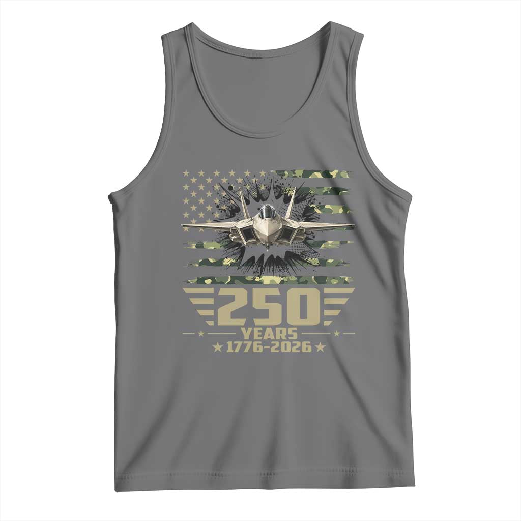 250 Years Anniversary Tank Top Patriotic Jet Fighter US Flag Camo