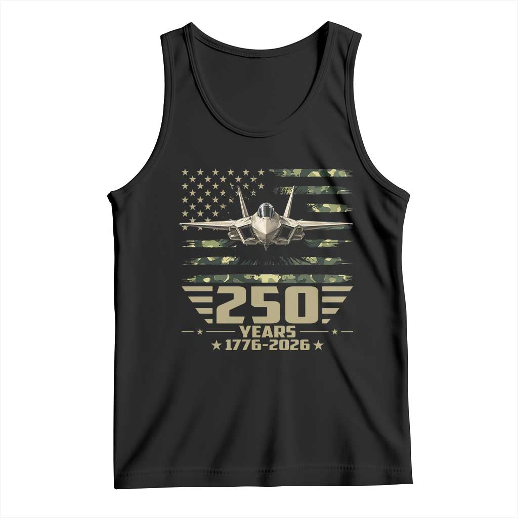 250 Years Anniversary Tank Top Patriotic Jet Fighter US Flag Camo