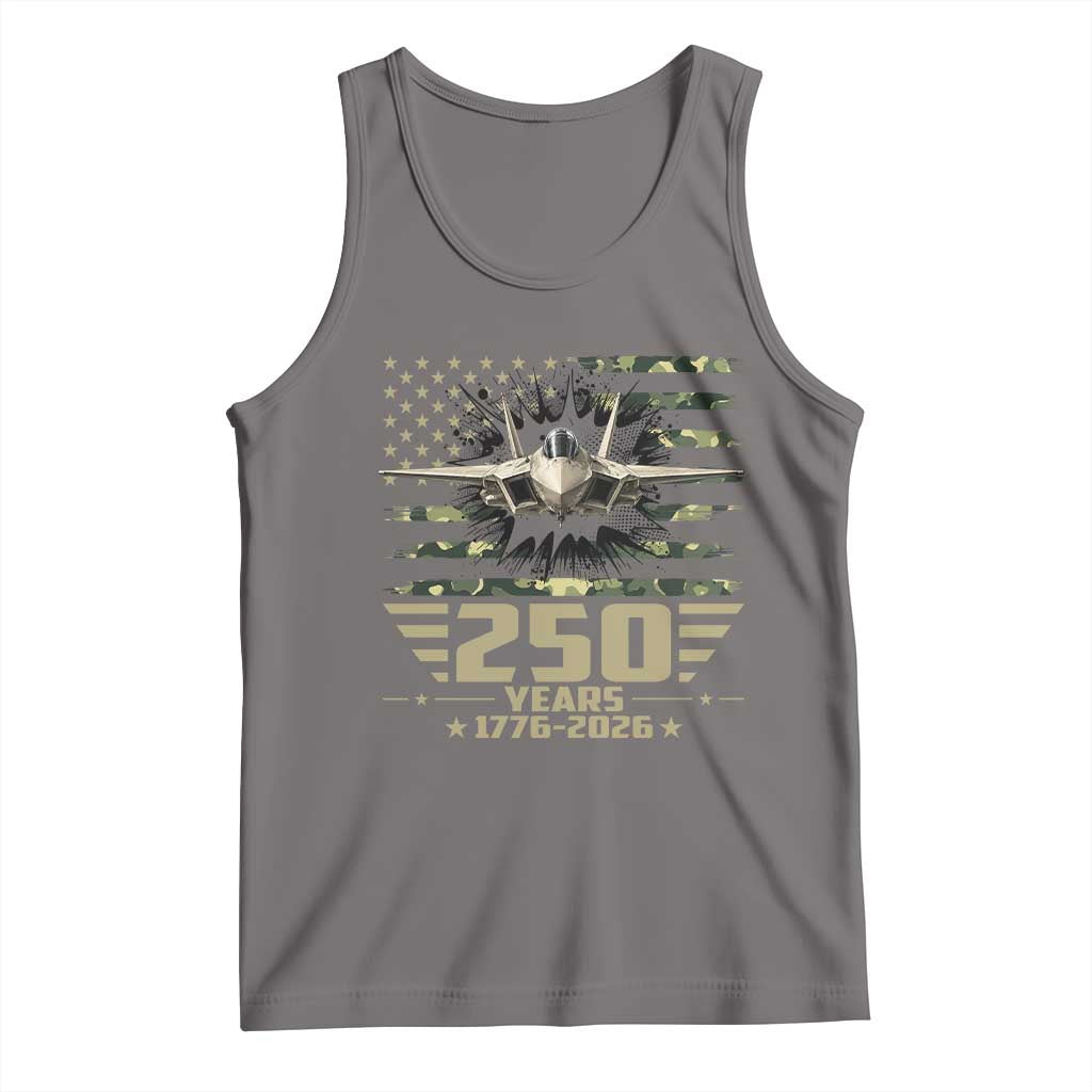 250 Years Anniversary Tank Top Patriotic Jet Fighter US Flag Camo
