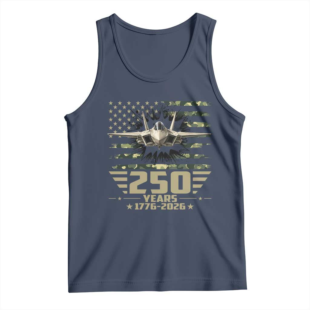250 Years Anniversary Tank Top Patriotic Jet Fighter US Flag Camo