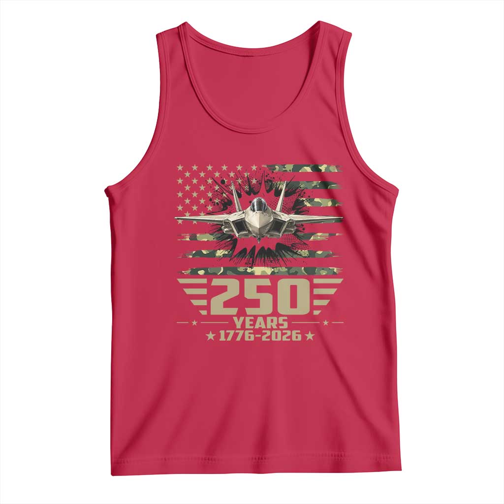 250 Years Anniversary Tank Top Patriotic Jet Fighter US Flag Camo