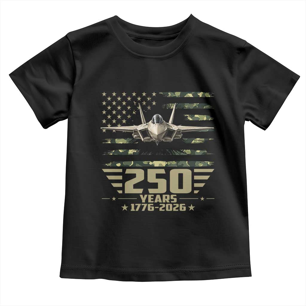 250 Years Anniversary Toddler T Shirt Patriotic Jet Fighter US Flag Camo