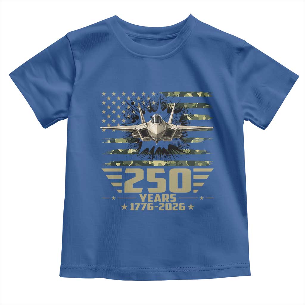 250 Years Anniversary Toddler T Shirt Patriotic Jet Fighter US Flag Camo