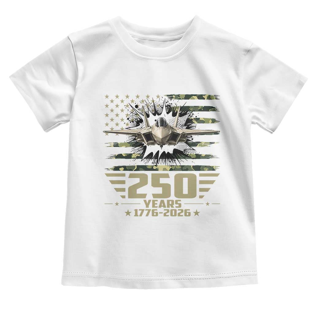 250 Years Anniversary Toddler T Shirt Patriotic Jet Fighter US Flag Camo