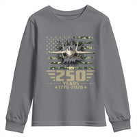 250 Years Anniversary Youth Sweatshirt Patriotic Jet Fighter US Flag Camo