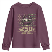 250 Years Anniversary Youth Sweatshirt Patriotic Jet Fighter US Flag Camo