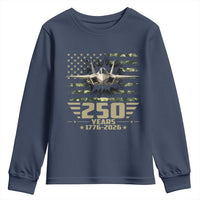 250 Years Anniversary Youth Sweatshirt Patriotic Jet Fighter US Flag Camo