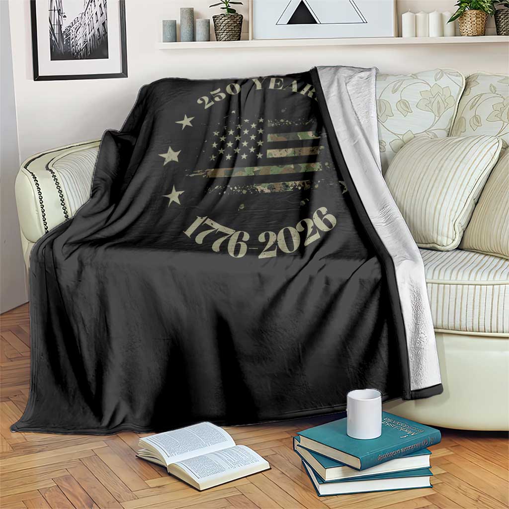 250 Years Anniversary Throw Blanket Camo American Flag Independence Day