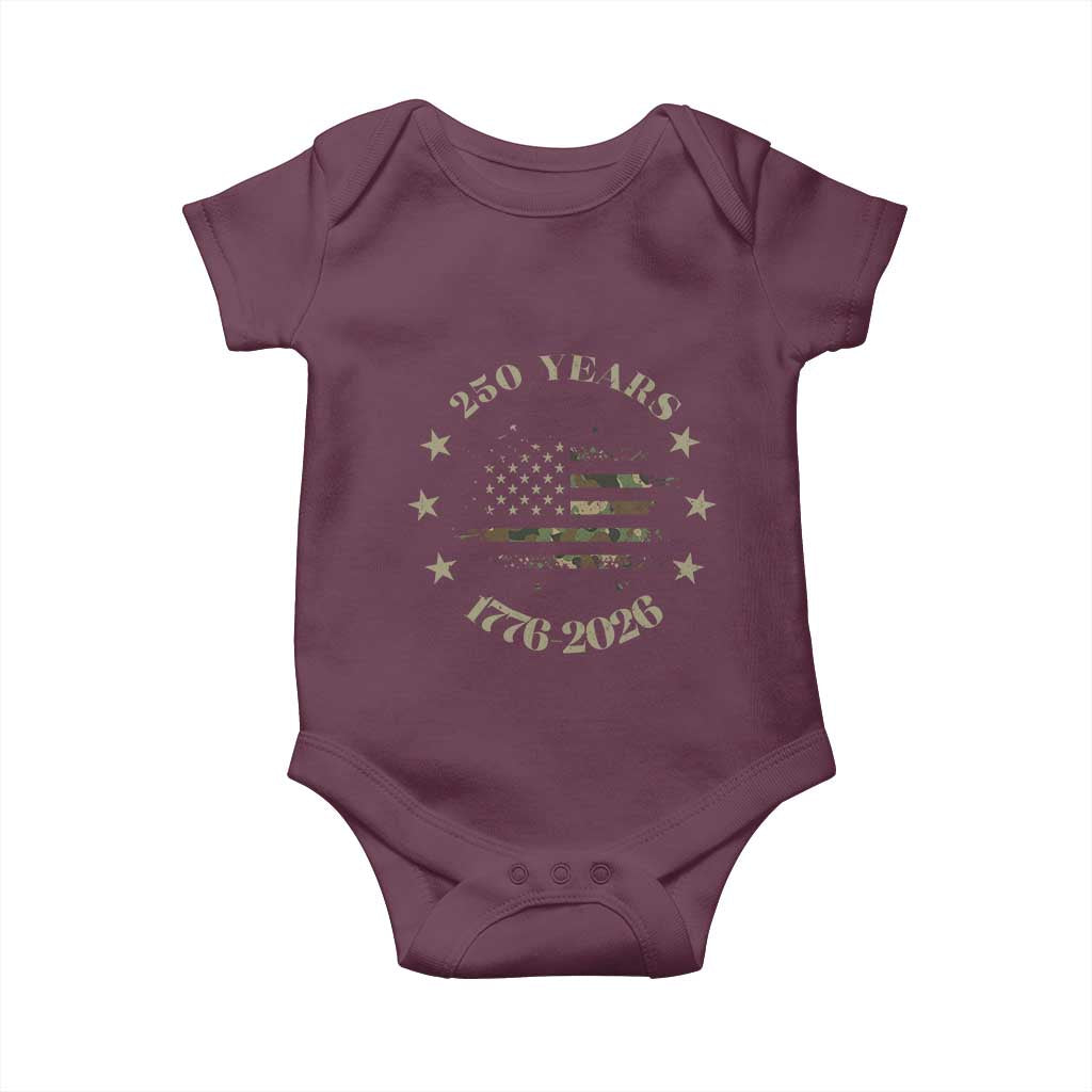 250 Years Anniversary Baby Onesie Camo American Flag Independence Day