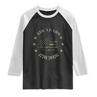 250 Years Anniversary Raglan Shirt Camo American Flag Independence Day