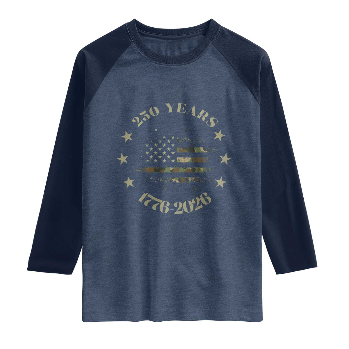 250 Years Anniversary Raglan Shirt Camo American Flag Independence Day