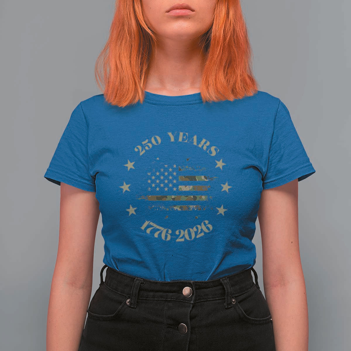 250 Years Anniversary T Shirt For Women Camo American Flag Independence Day