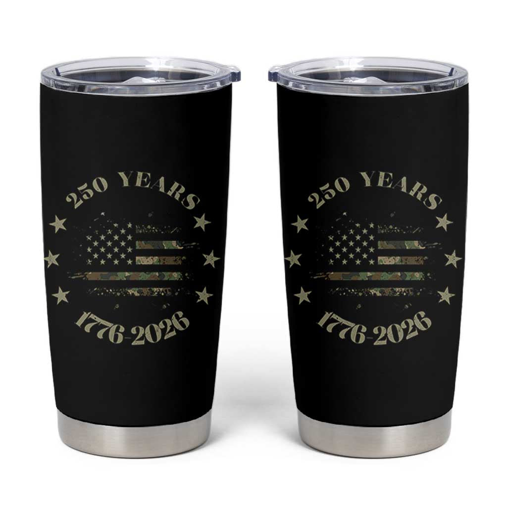 250 Years Anniversary Tumbler Cup Camo American Flag Independence Day