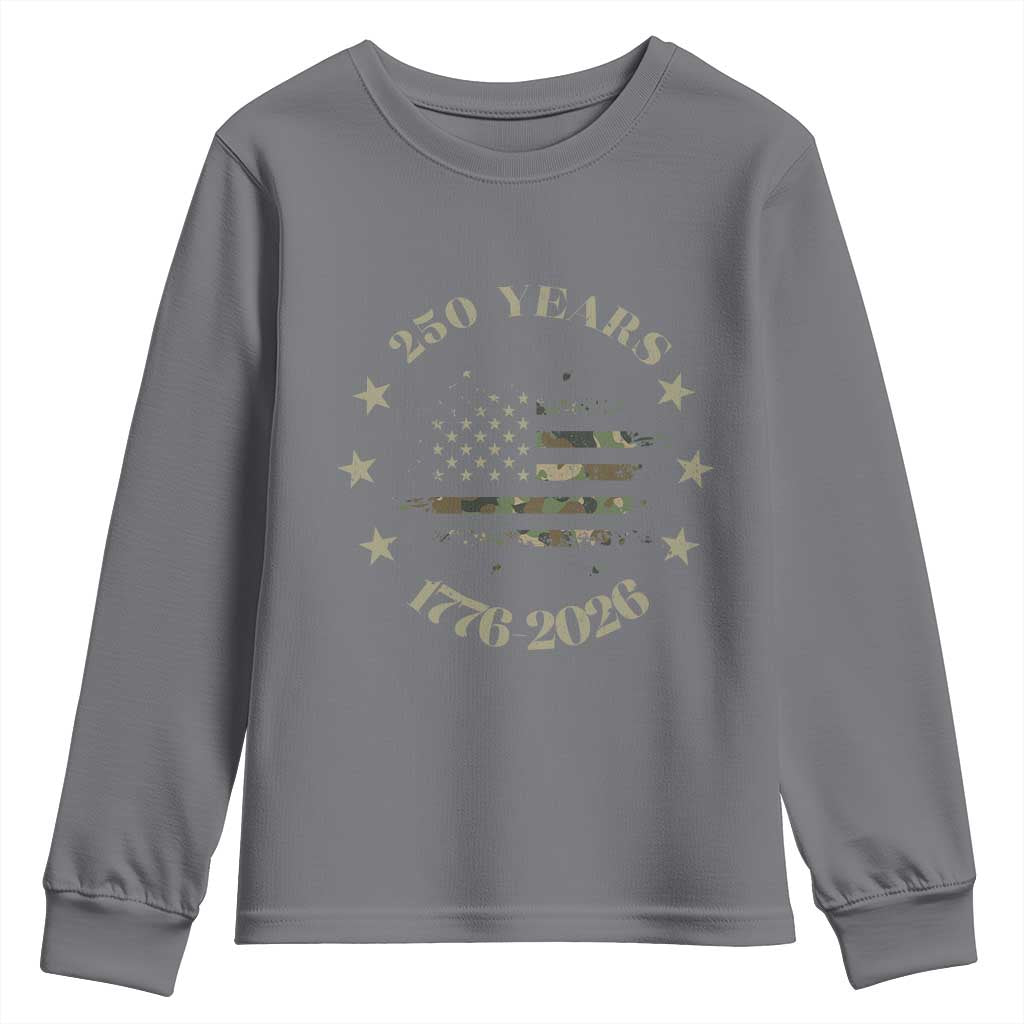 250 Years Anniversary Youth Sweatshirt Camo American Flag Independence Day