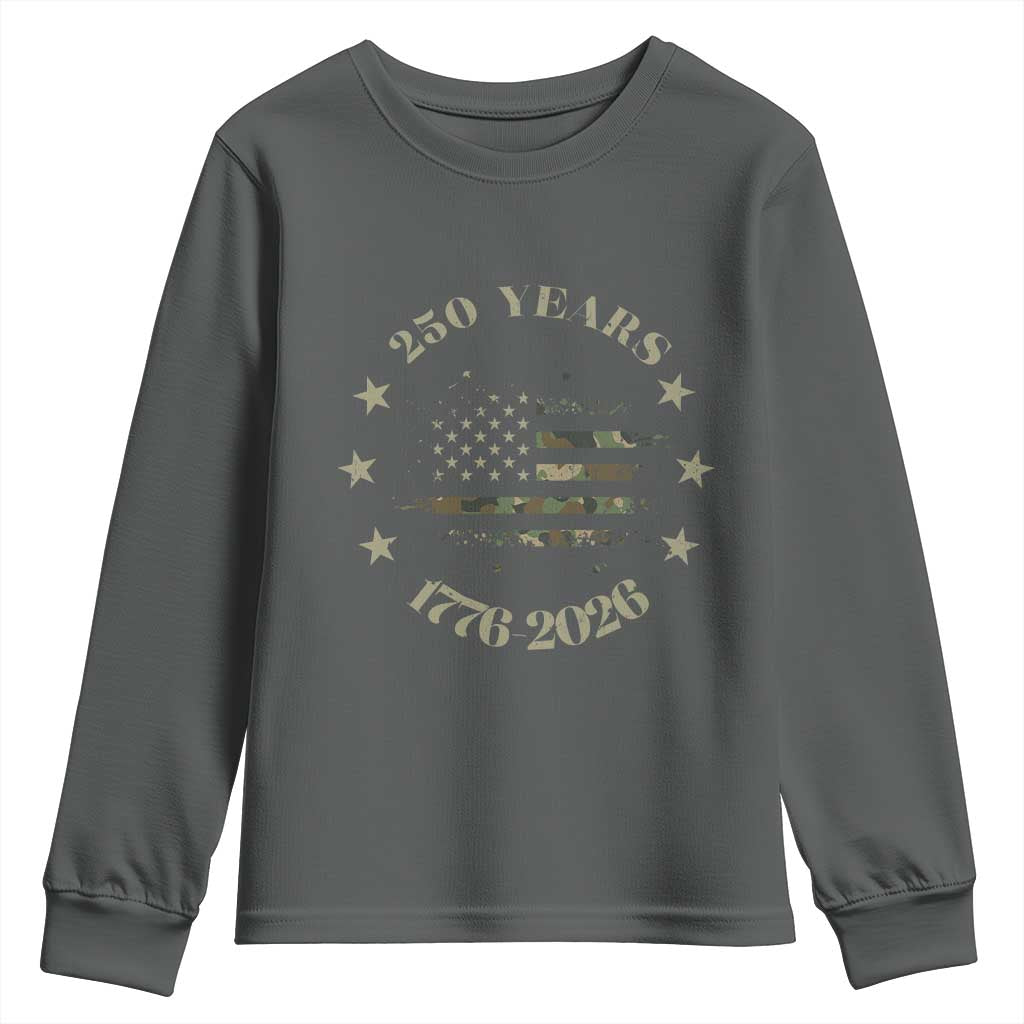 250 Years Anniversary Youth Sweatshirt Camo American Flag Independence Day