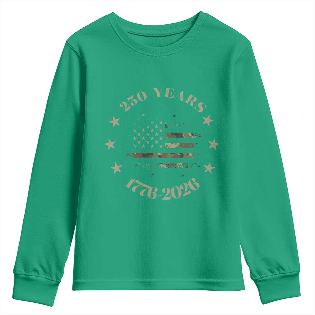 250 Years Anniversary Youth Sweatshirt Camo American Flag Independence Day