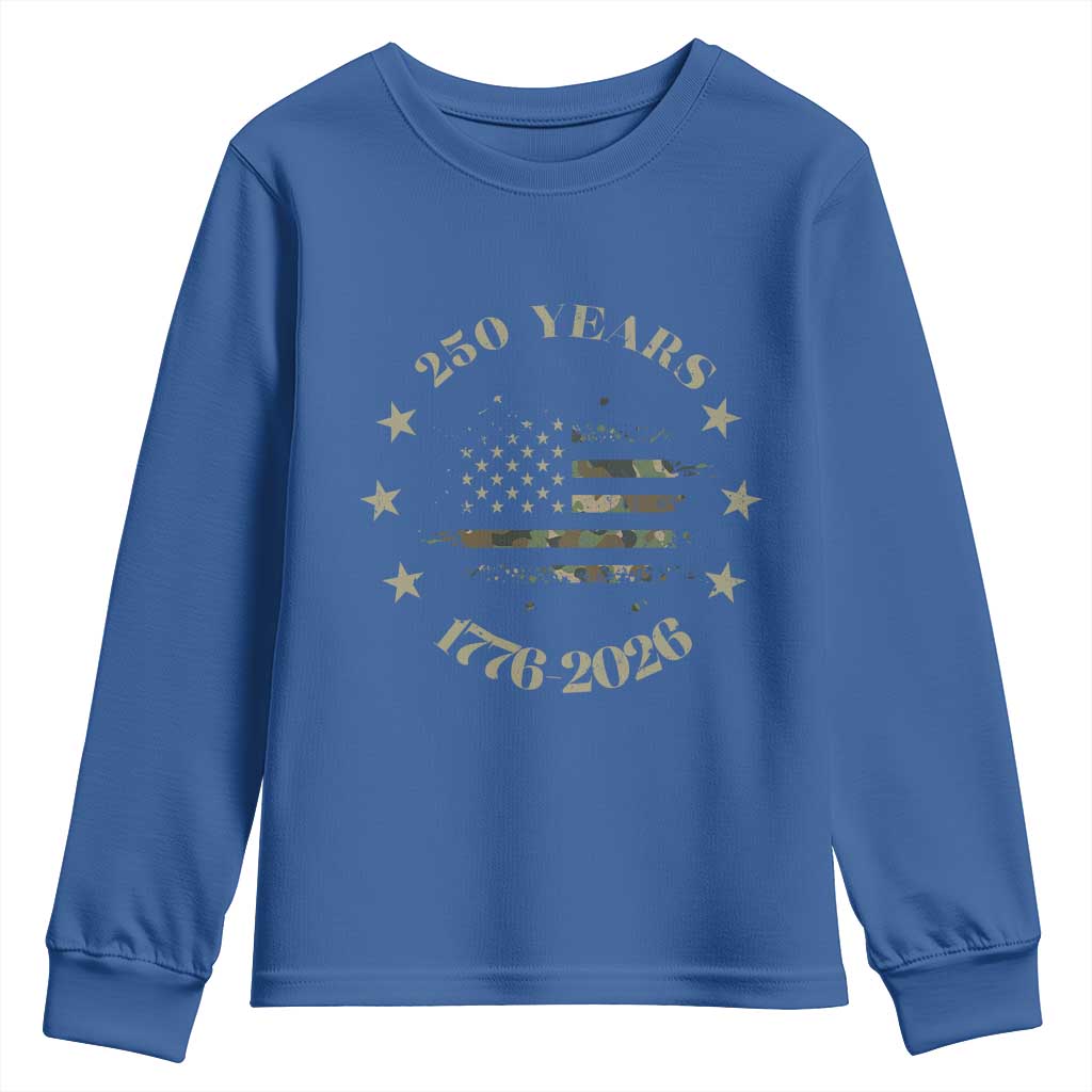 250 Years Anniversary Youth Sweatshirt Camo American Flag Independence Day