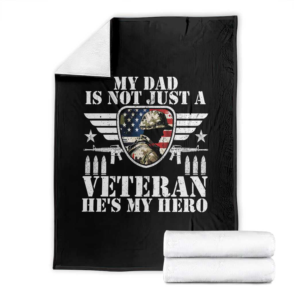 Military Family Veteran Support Throw Blanket My Papa US Veteran My Hero