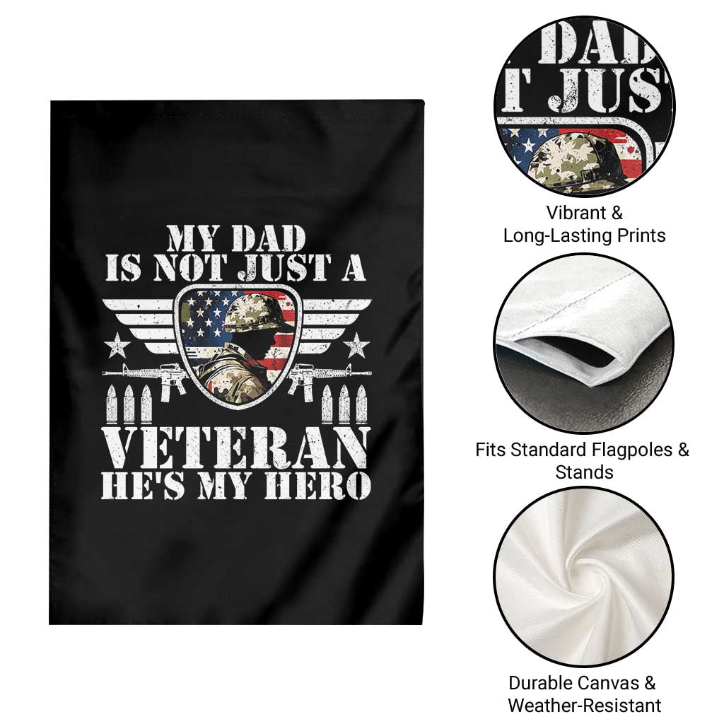 Military Family Veteran Support Garden Flag My Papa US Veteran My Hero
