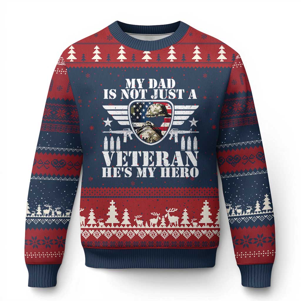 Military Family Veteran Support Ugly Christmas Sweater My Papa US Veteran My Hero