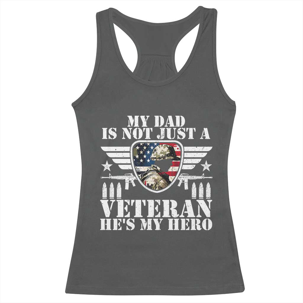 Military Family Veteran Support Racerback Tank Top My Papa US Veteran My Hero