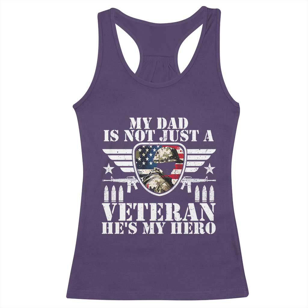 Military Family Veteran Support Racerback Tank Top My Papa US Veteran My Hero