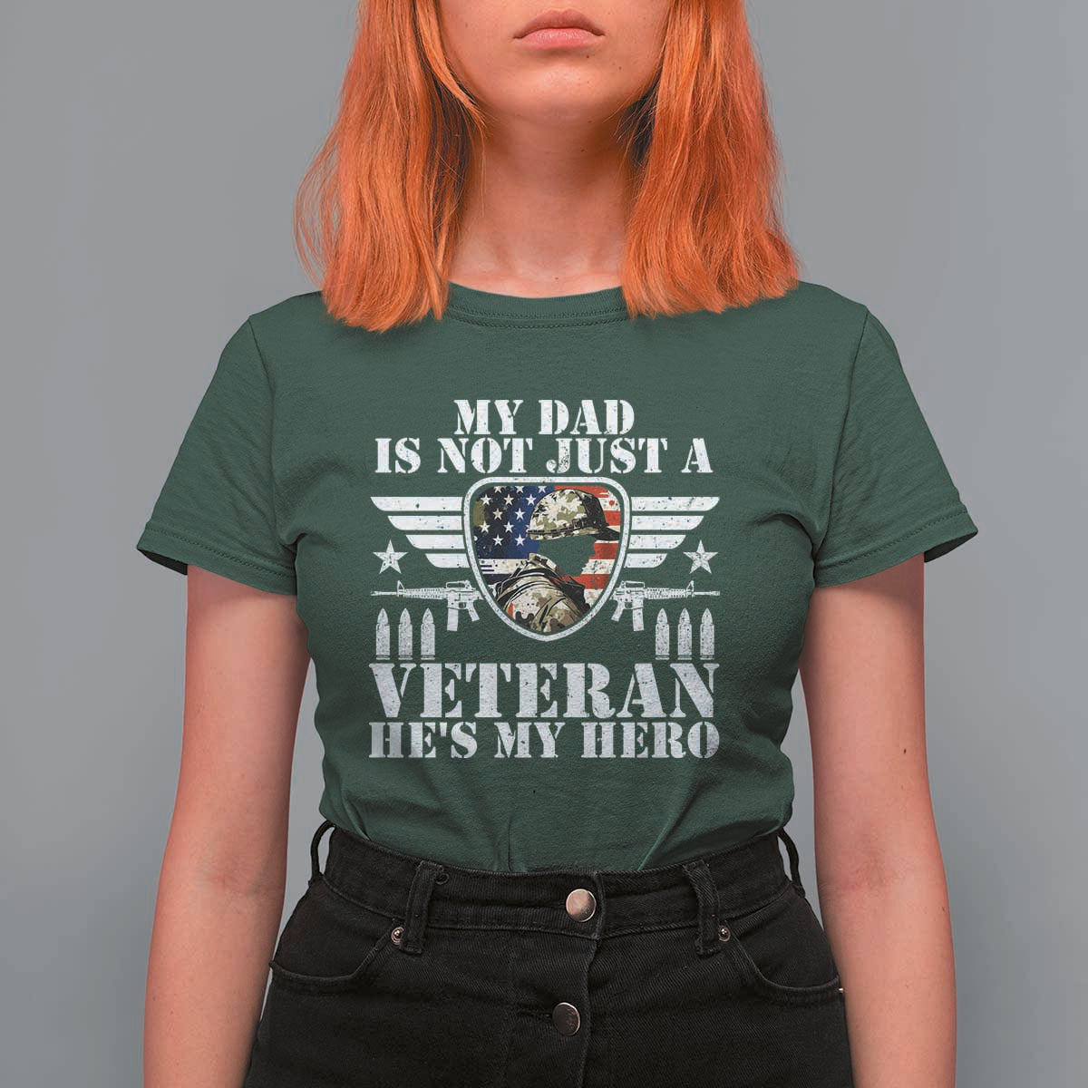 Military Family Veteran Support T Shirt For Women My Papa US Veteran My Hero